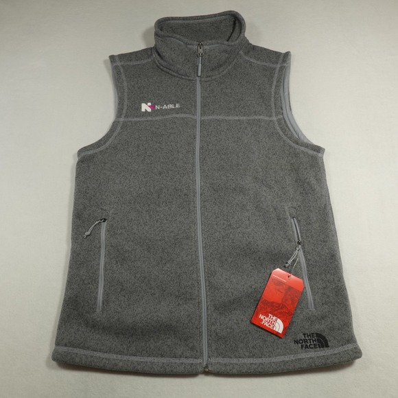 The North Face Vest Size Medium Gray Sweater Fleece Full Zip Gorpcore Logos NEW - Picture 1 of 13